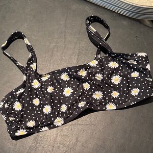 Floral Black Bikini Top